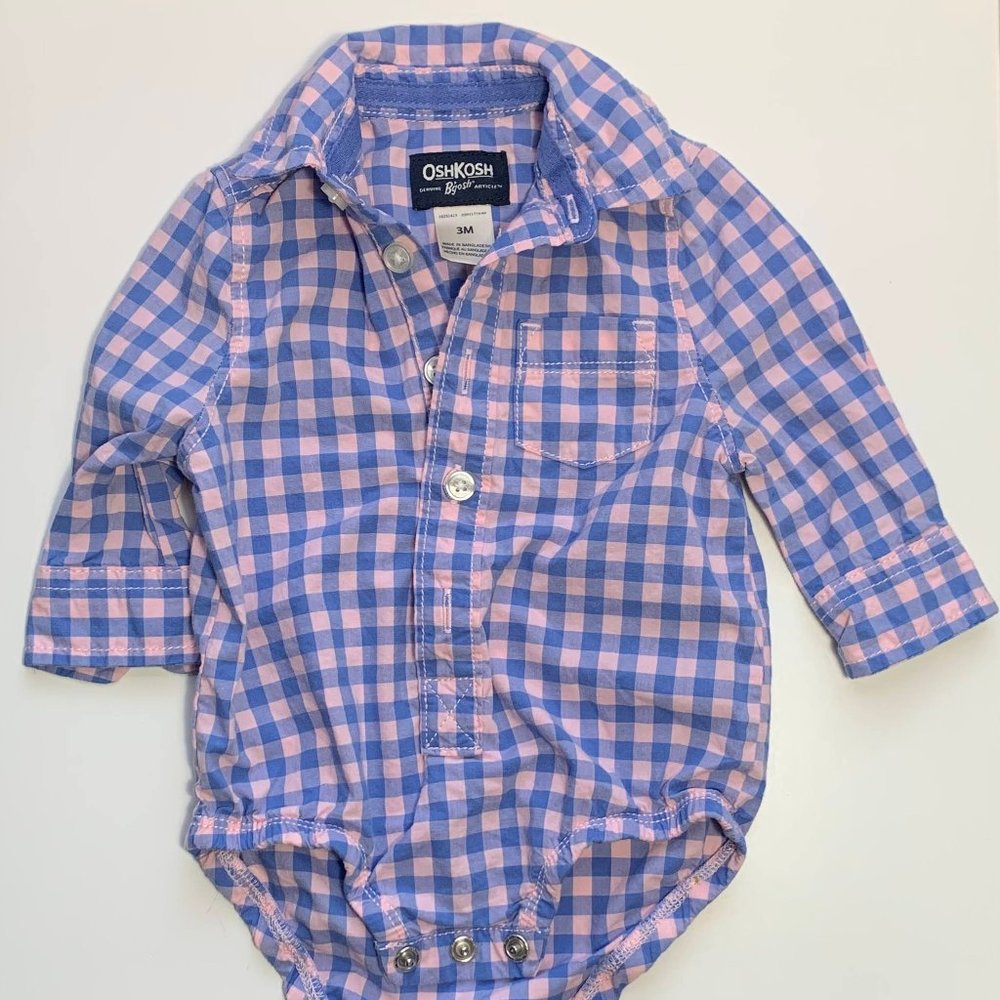 Oshkosh B'gosh Baby Boy 3 Moths Plaid Front Button